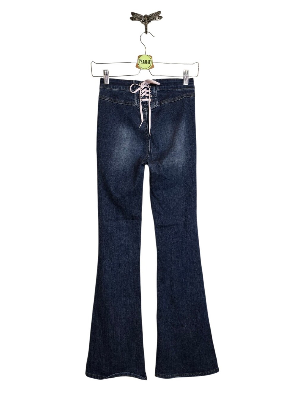 S.O.N.G. Lace-Up Back Fit N Flare Medium Wash Jeans 1/25 Stretch Flare